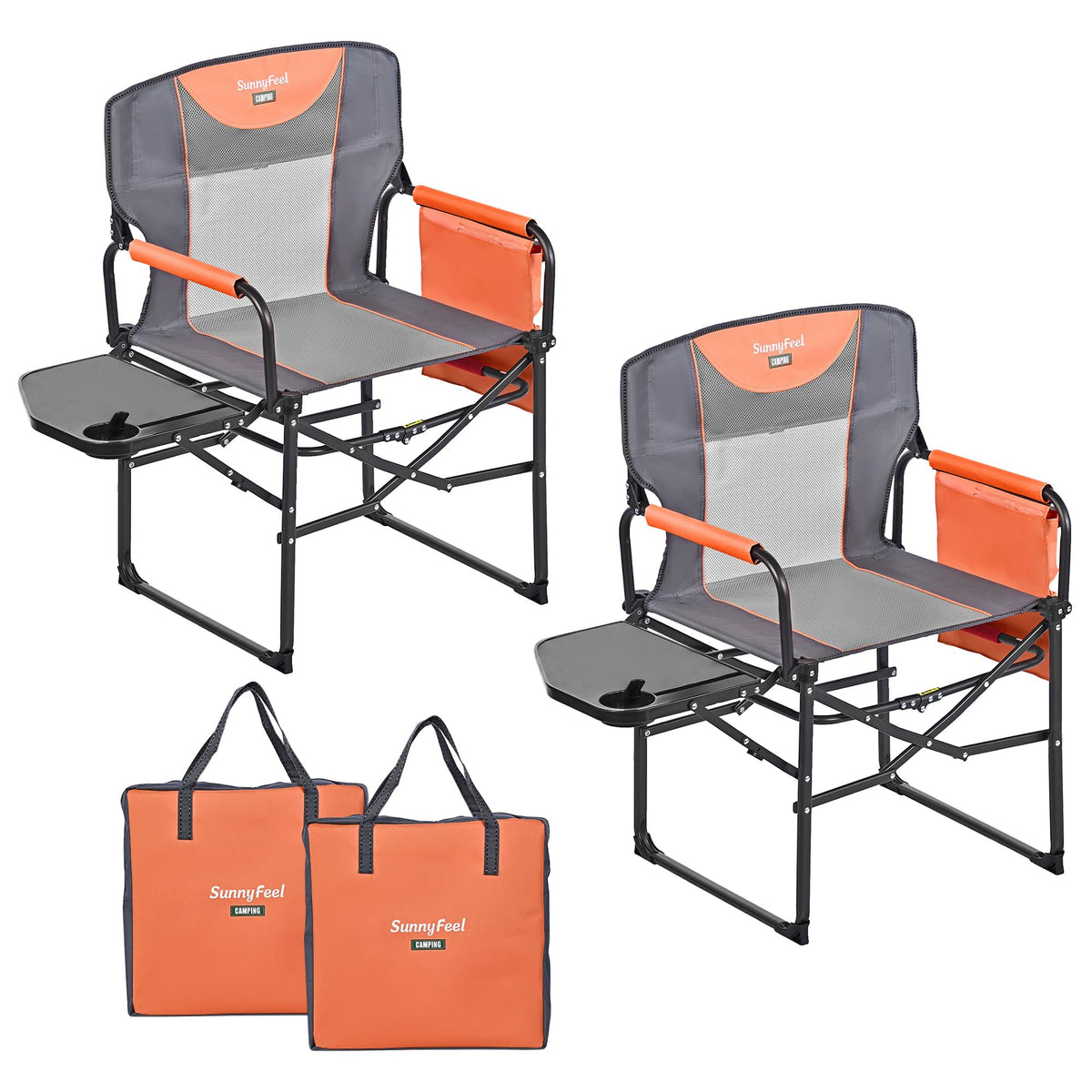 Oversized Portable Directors Camping Chair with Side Table