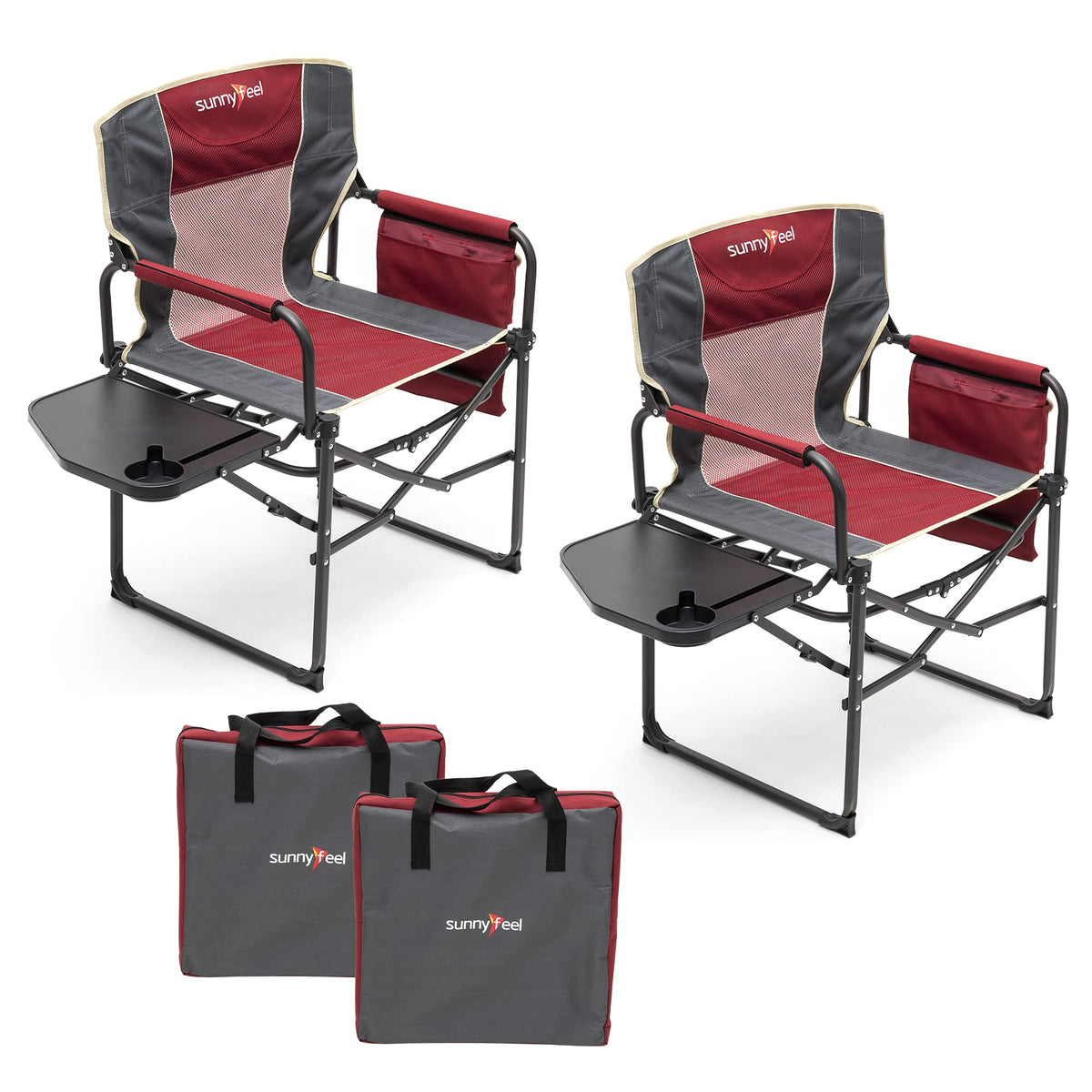 Oversized Portable Directors Camping Chair with Side Table