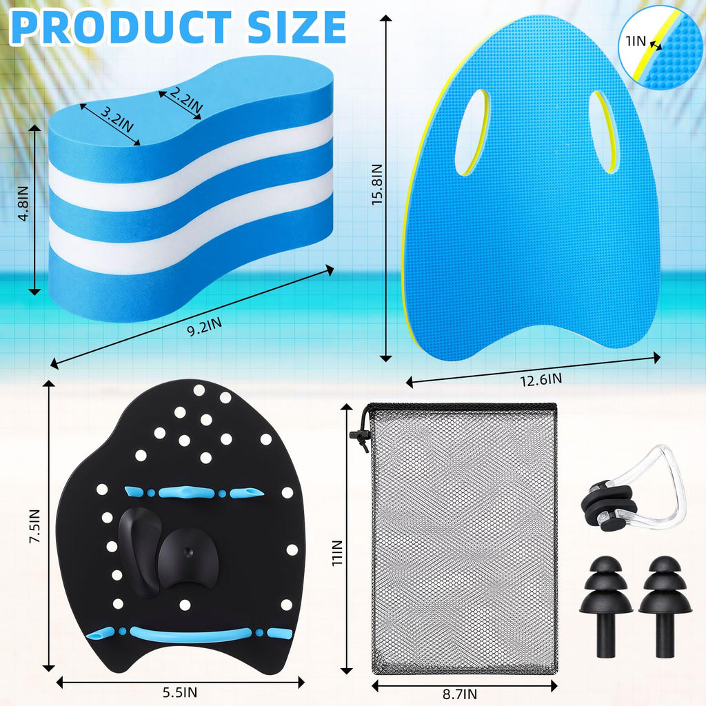 Swim Training Kit with Kickboard Paddles and Pull Buoy