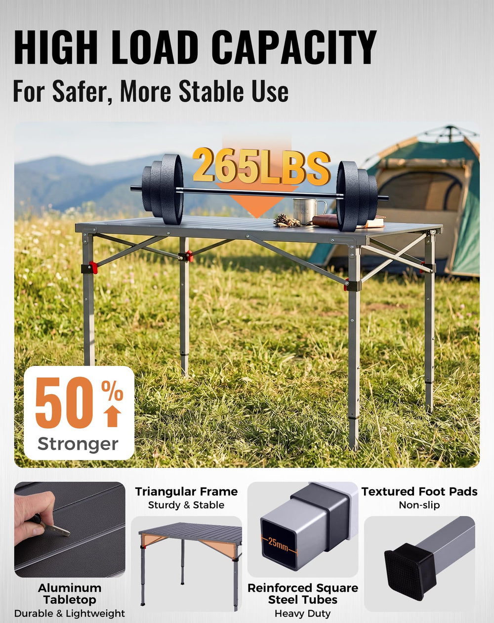 Lightweight Aluminum Folding Camping Table for Outdoor Use