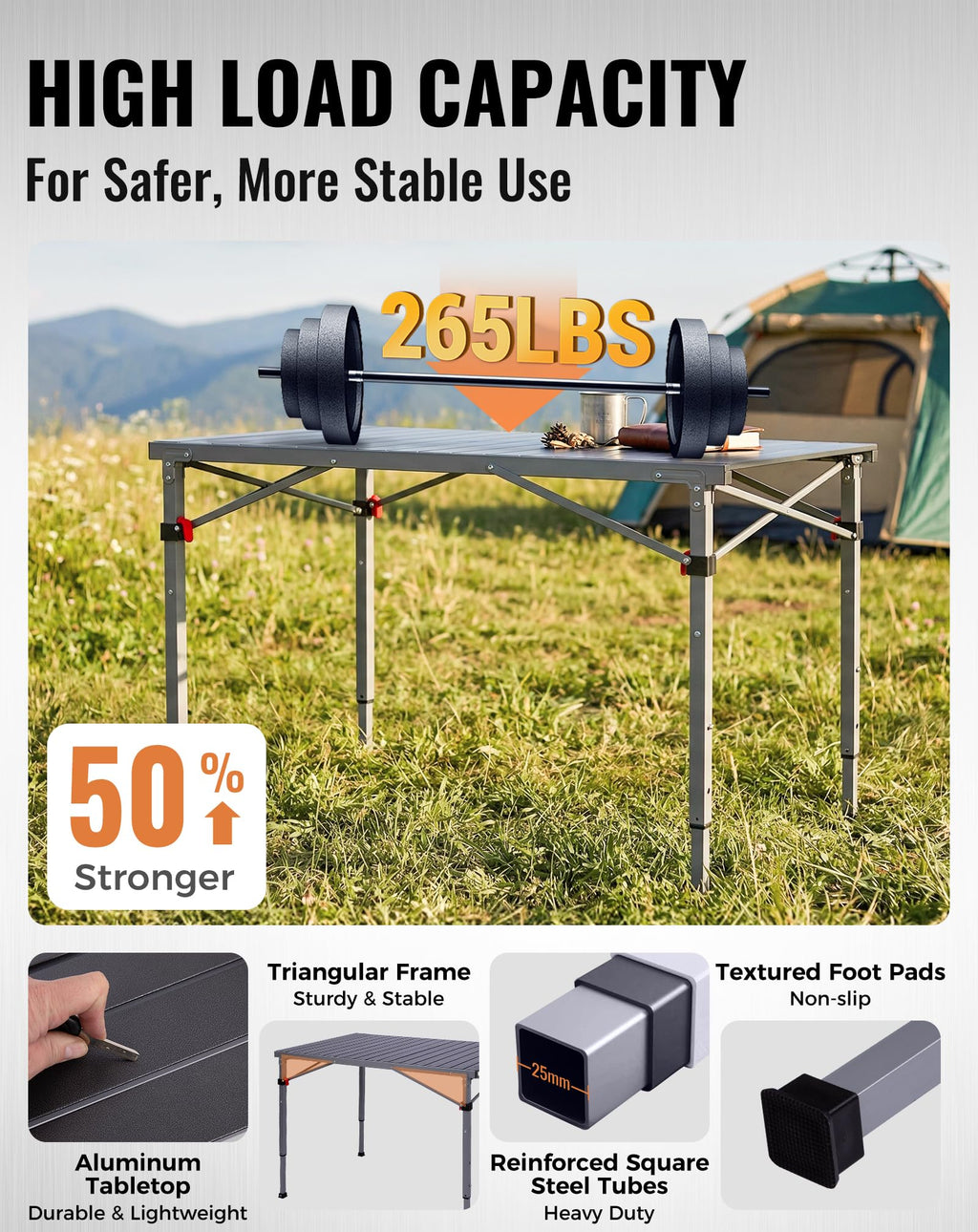 Lightweight Aluminum Folding Camping Table for Outdoor Use