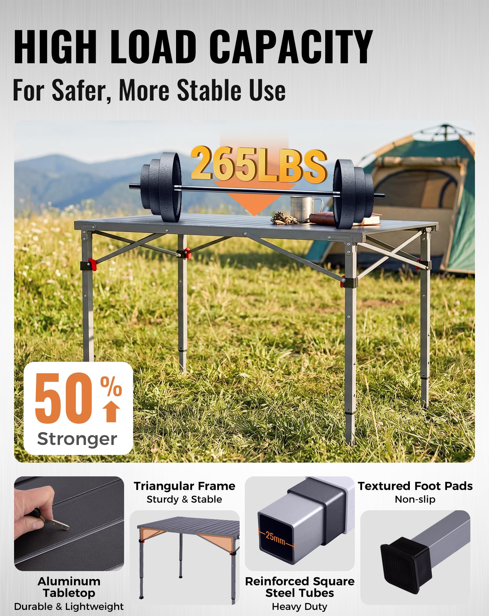 Lightweight Aluminum Folding Camping Table for Outdoor Use