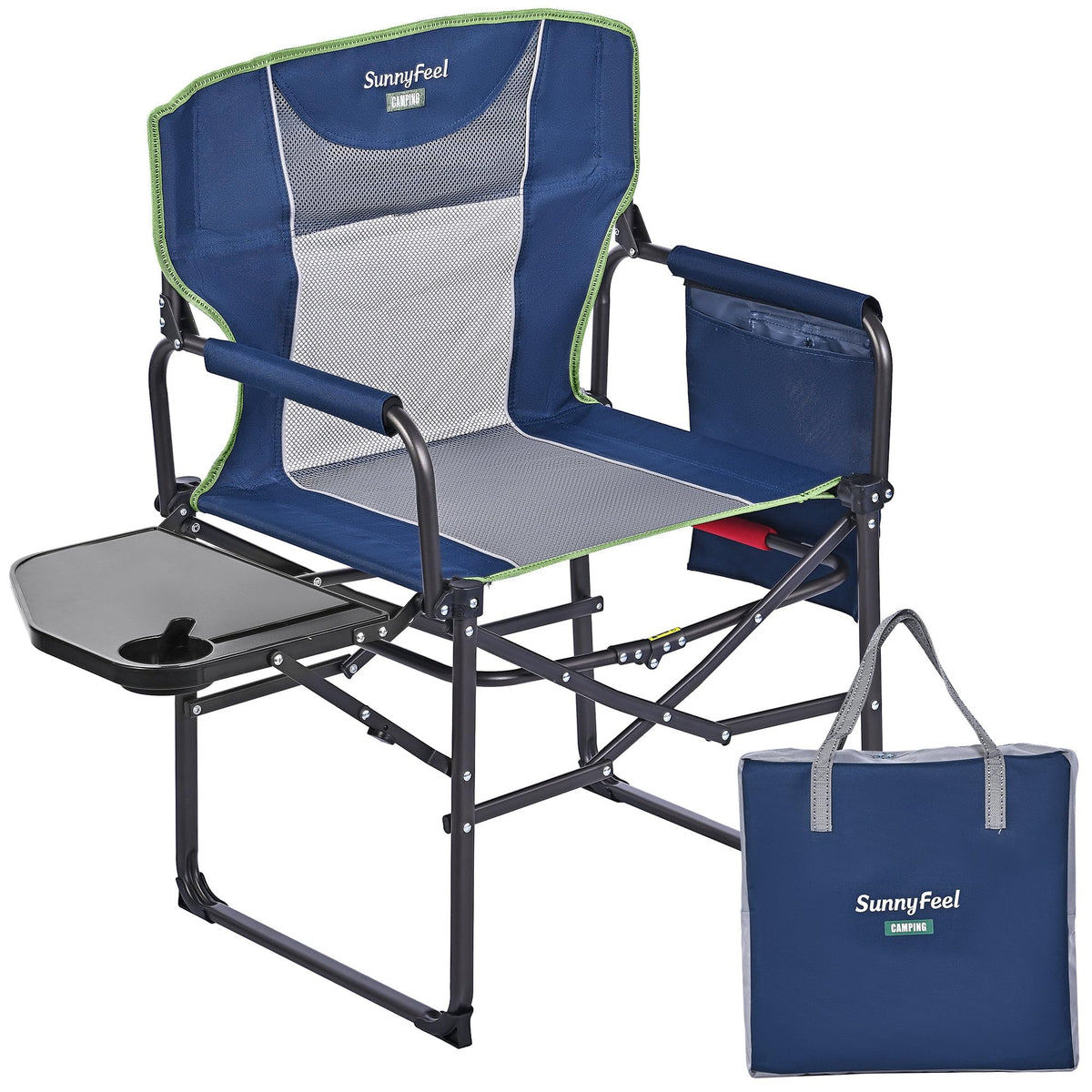 Oversized Portable Directors Camping Chair with Side Table