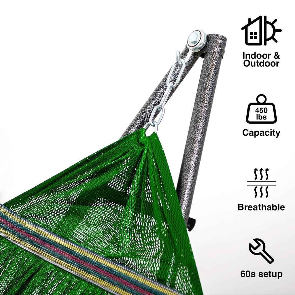 Portable Folding Hammock with Adjustable Steel Stand and Carry Case