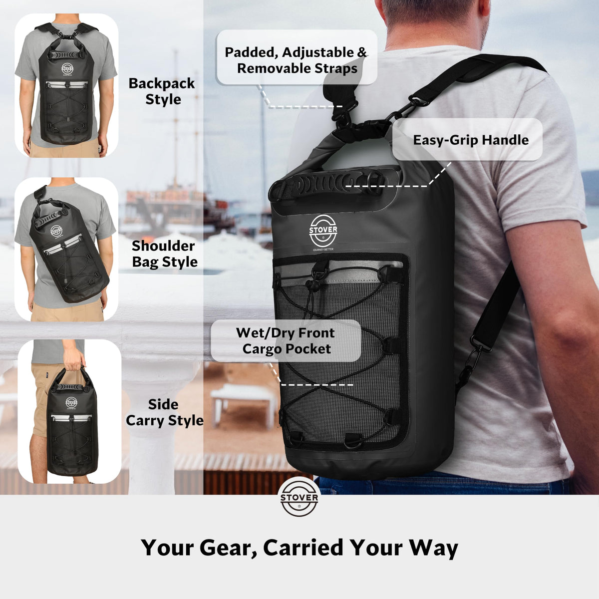 Waterproof Roll Top Dry Bag Backpack with Phone Case