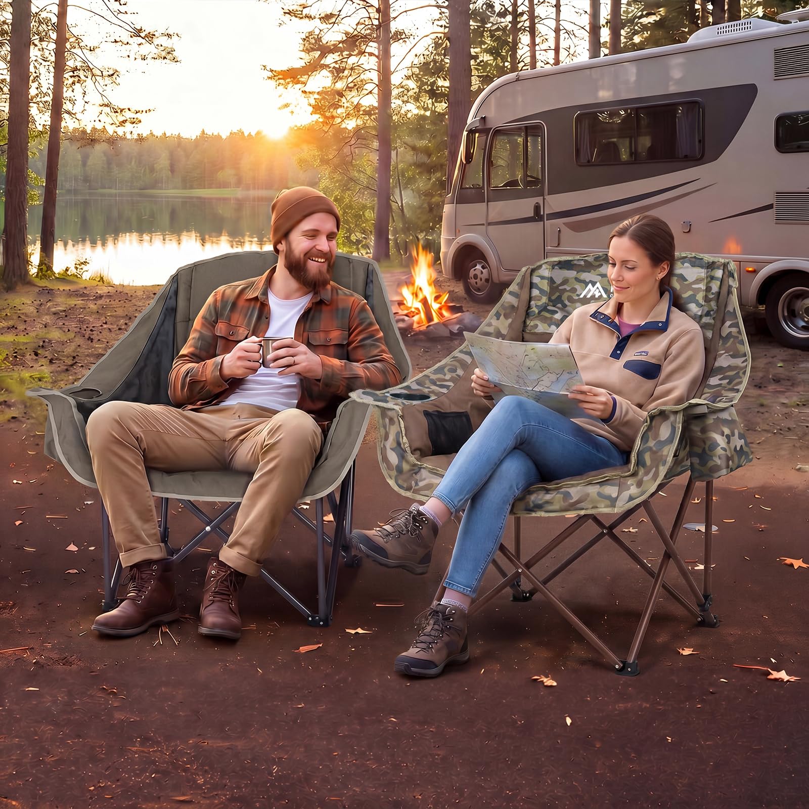 Portable Folding Camping Chairs 2 Pack for Outdoor Use