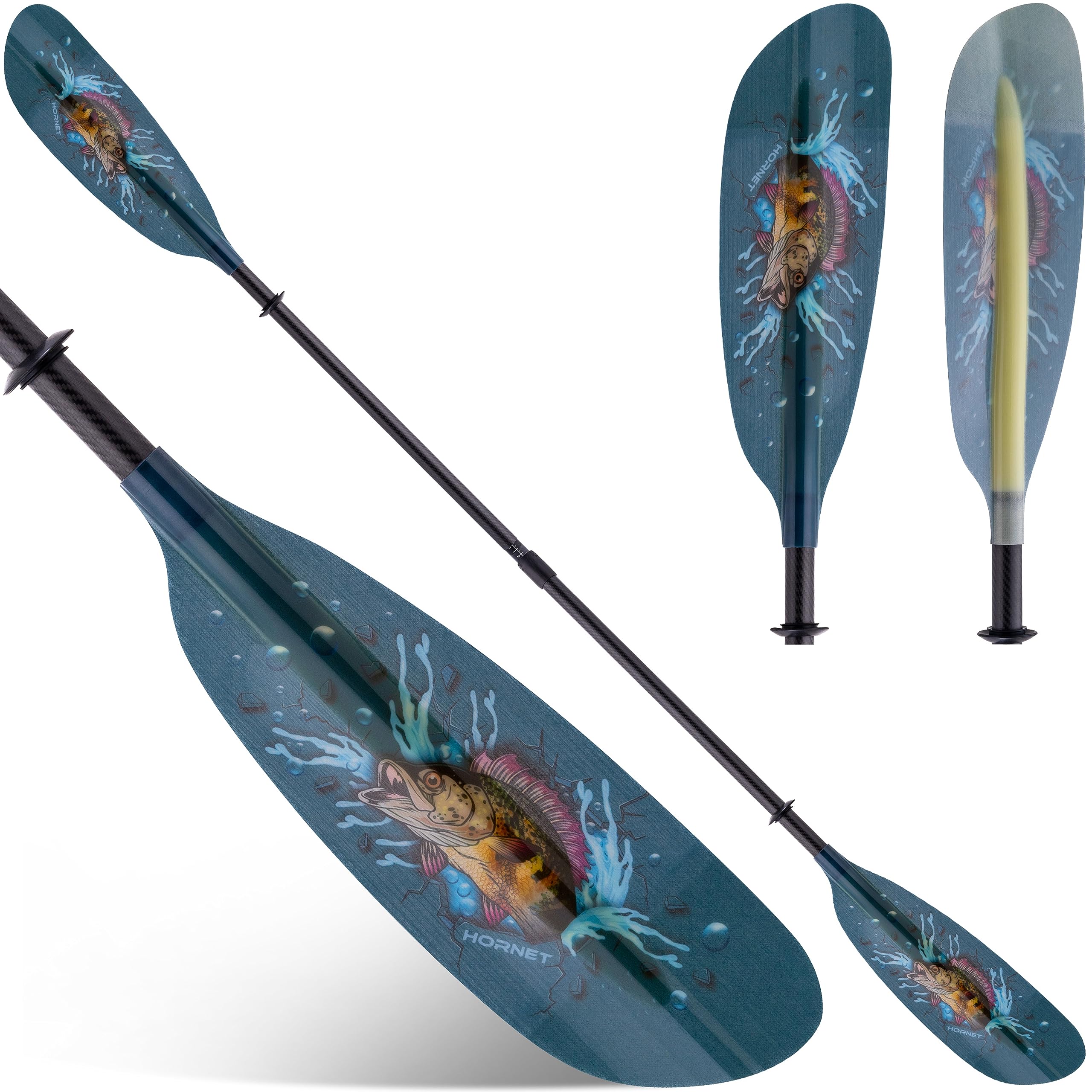 Adjustable Fiberglass Kayak Paddle with Carbon Fiber Shaft