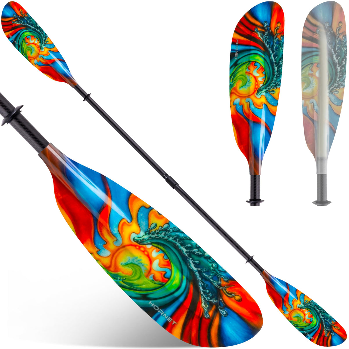 Adjustable Fiberglass Kayak Paddle with Carbon Fiber Shaft