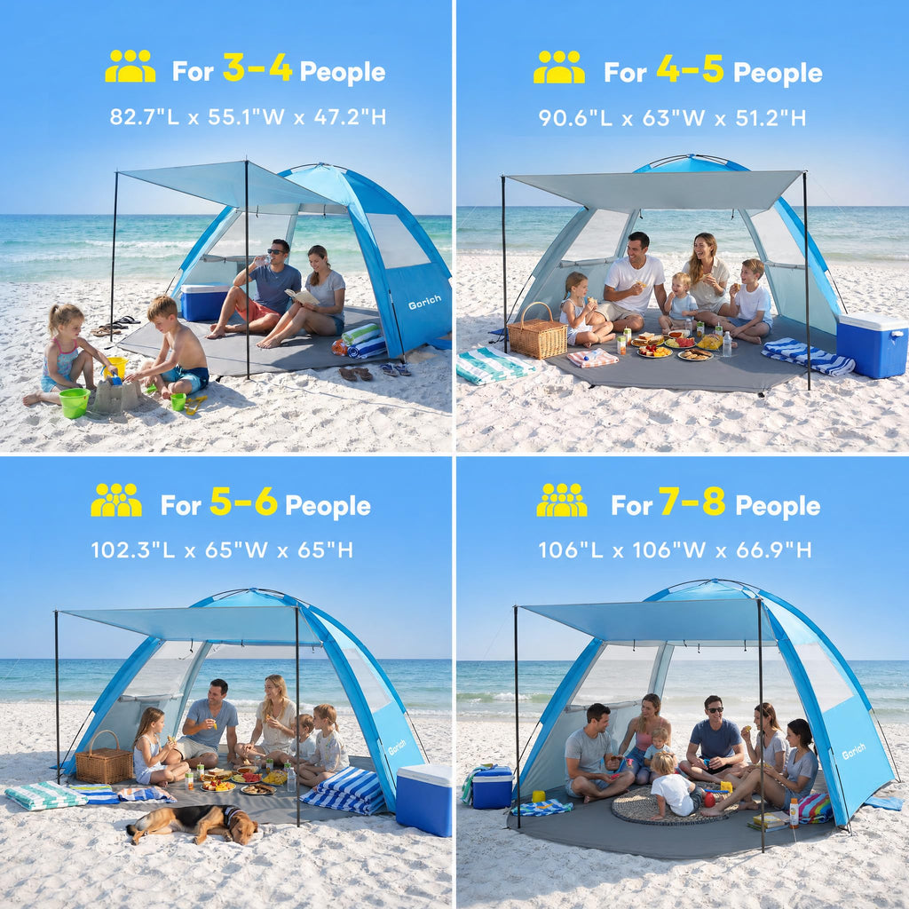 UPF50 Beach Tent Sun Shelter for Family Travel