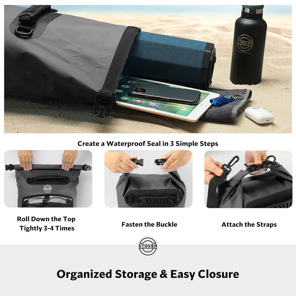 Waterproof Roll Top Dry Bag Backpack with Phone Case
