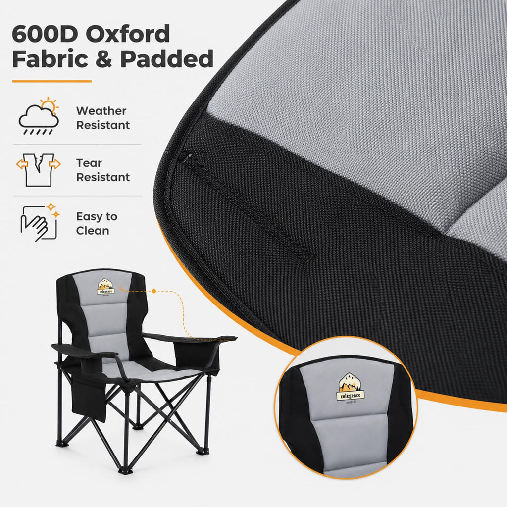 Oversized Heavy Duty Folding Camping Chair with Cooler Bag