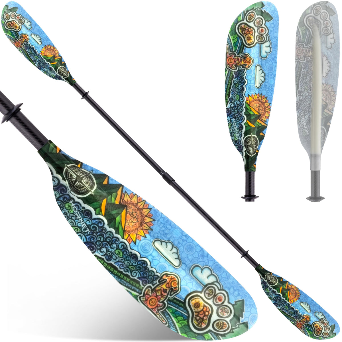 Adjustable Fiberglass Kayak Paddle with Carbon Fiber Shaft