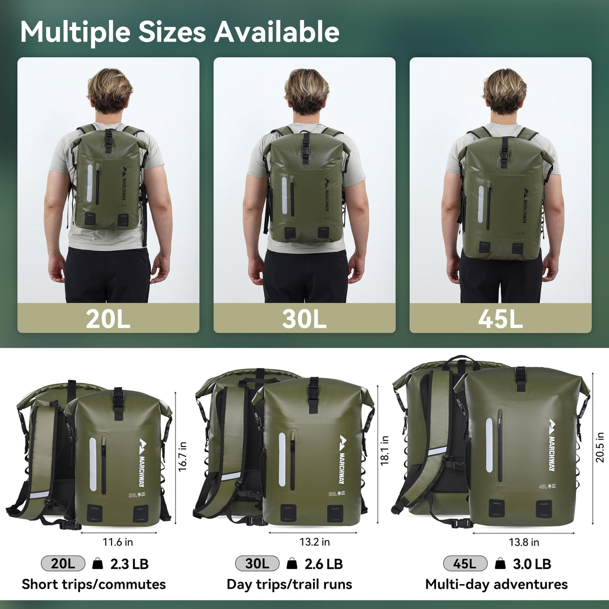 Waterproof Roll Top Floating Backpack with Cushioned Back
