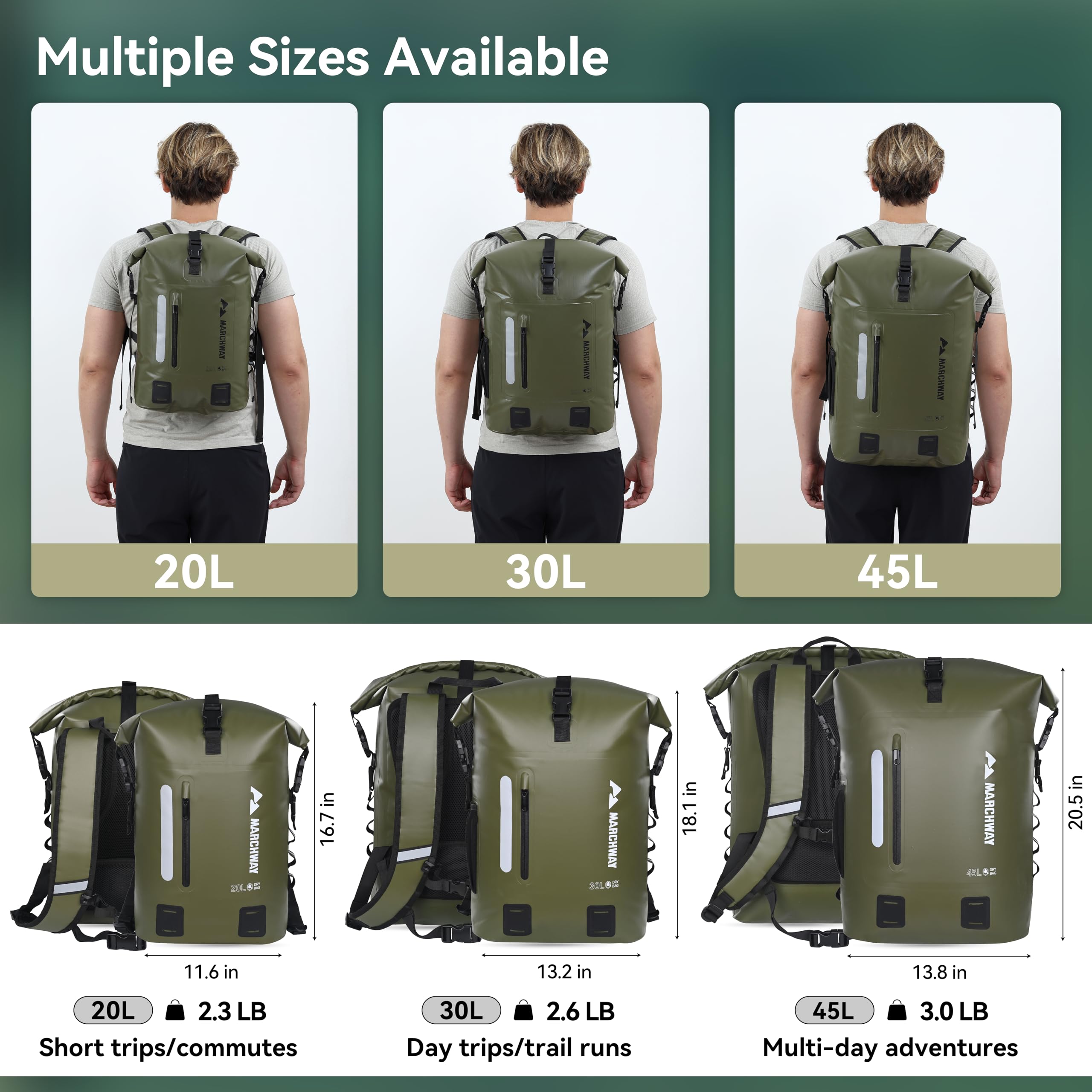 Waterproof Roll Top Floating Backpack with Cushioned Back