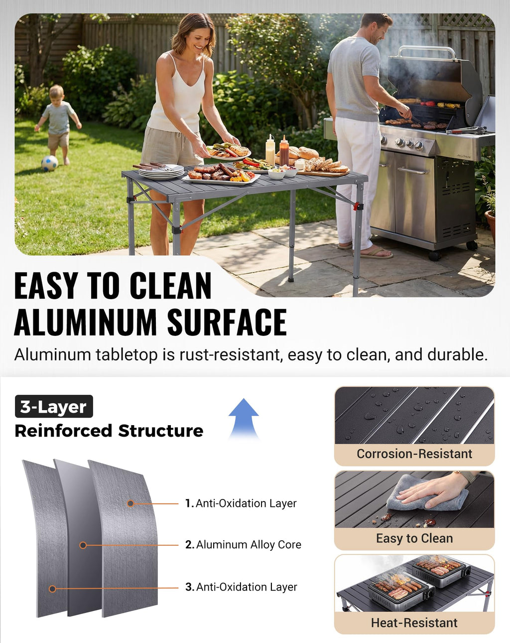 Lightweight Aluminum Folding Camping Table for Outdoor Use