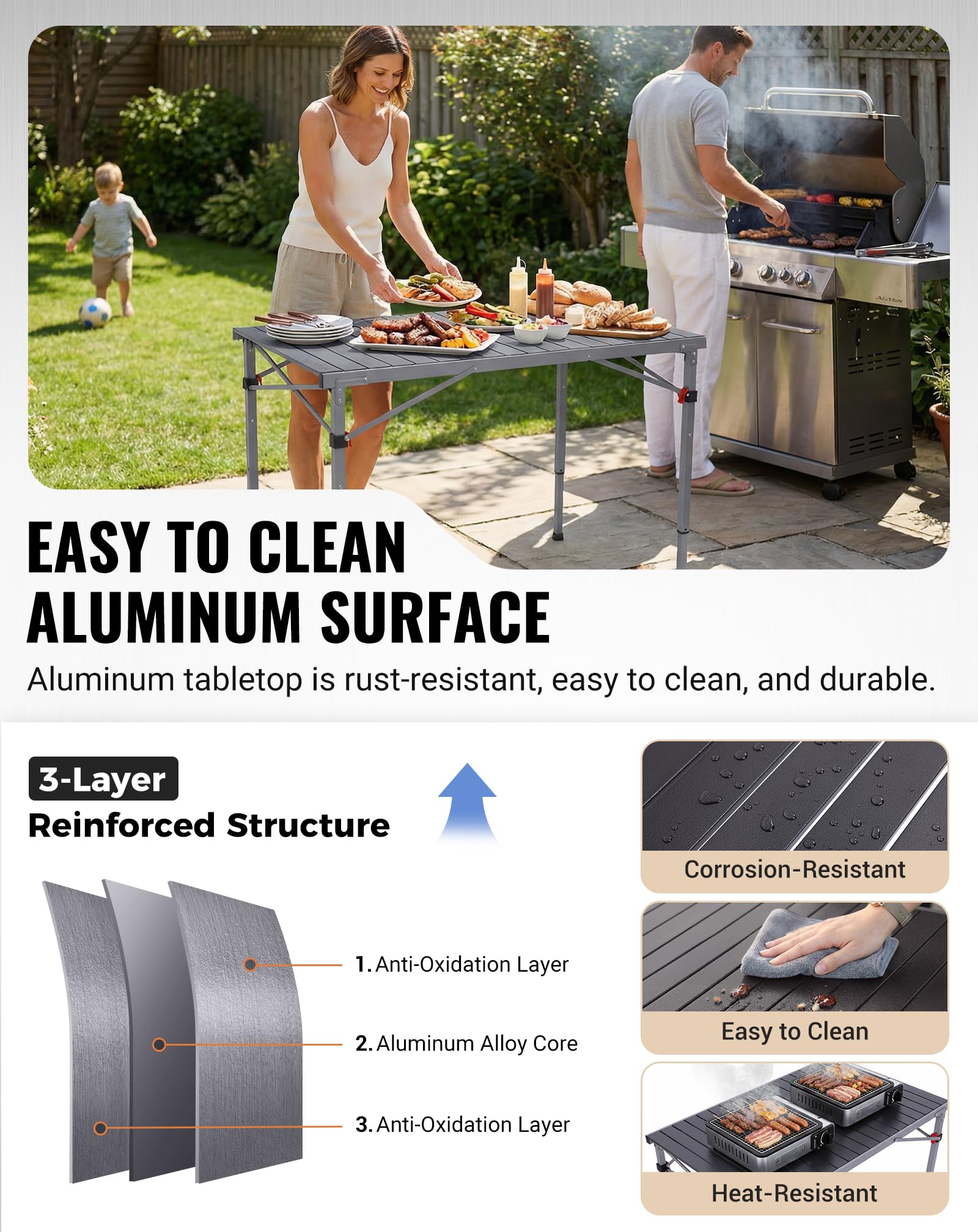 Lightweight Aluminum Folding Camping Table for Outdoor Use
