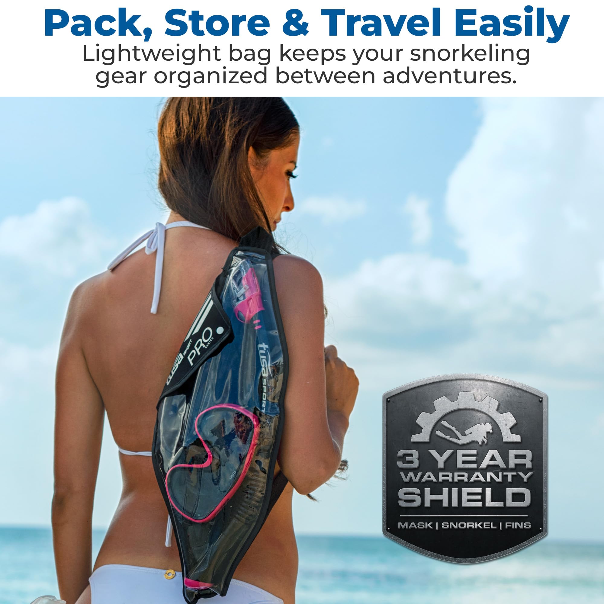 Adult Serene Mask Dry Snorkel Combo with Reusable Travel Bag