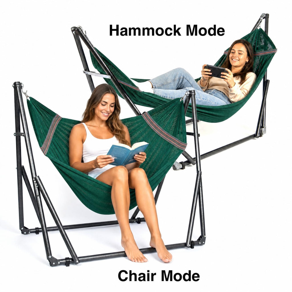 Portable Folding Hammock with Adjustable Steel Stand and Carry Case