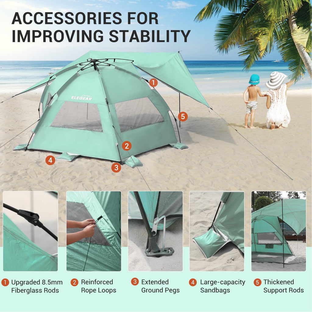 Pop Up Beach Tent Canopy with UPF 50 UV Protection
