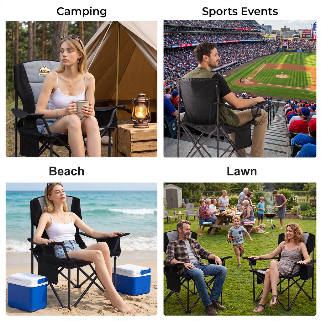 Oversized Heavy Duty Folding Camping Chair with Cooler Bag