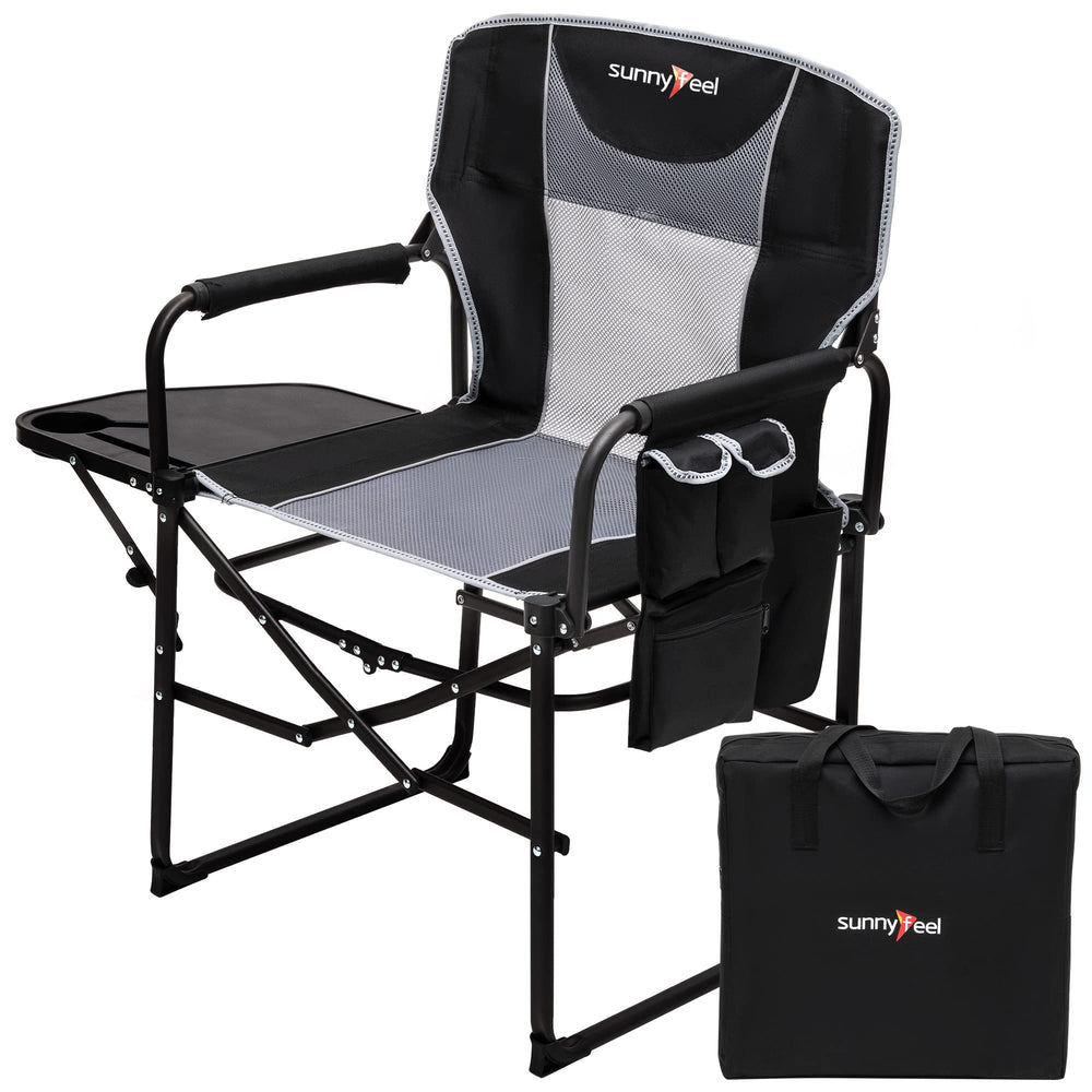 Oversized Portable Directors Camping Chair with Side Table