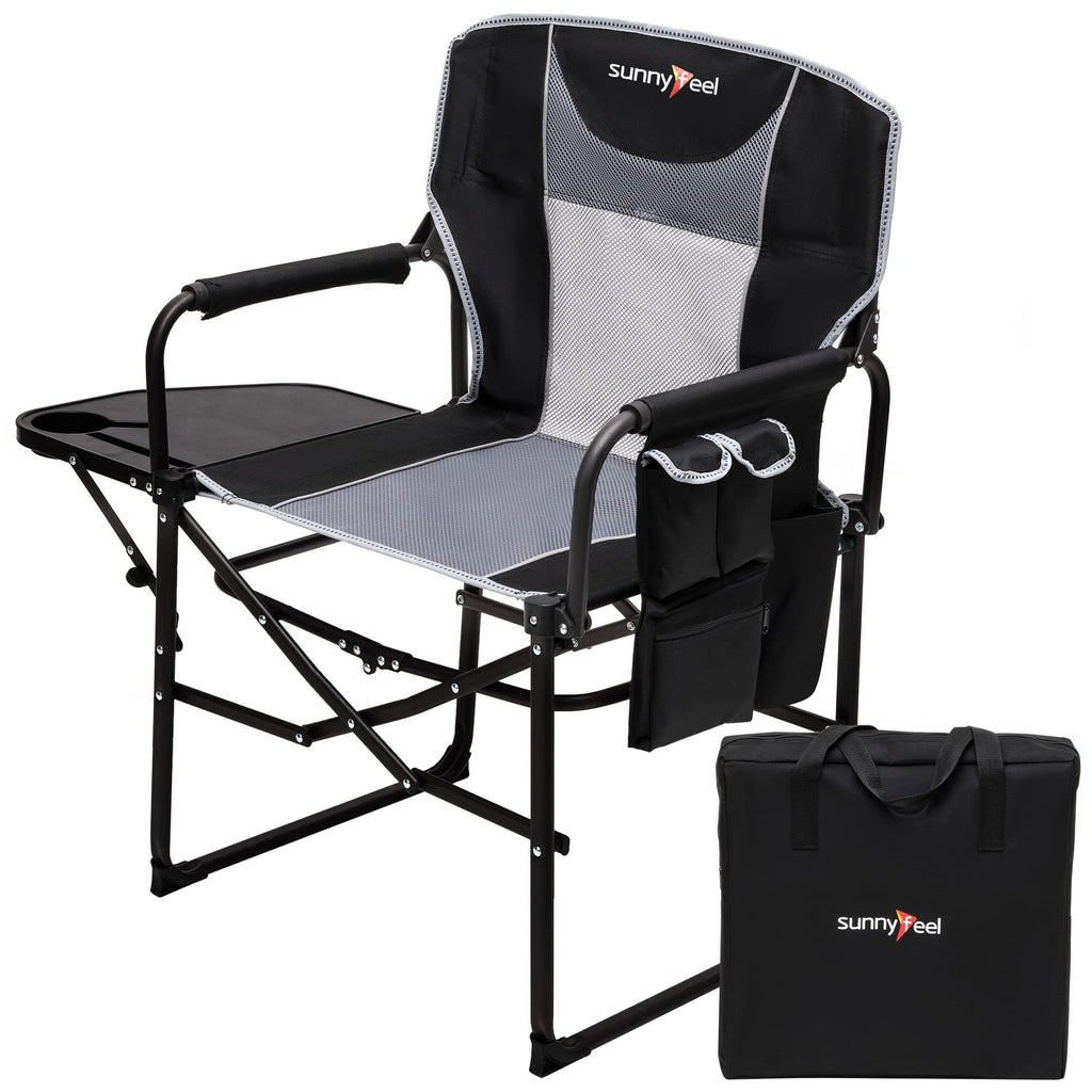 Oversized Portable Directors Camping Chair with Side Table