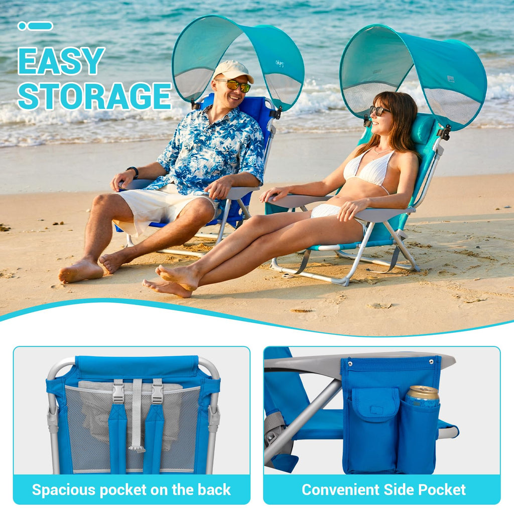 Adjustable 4 Position Reclining Beach Chair for Adults