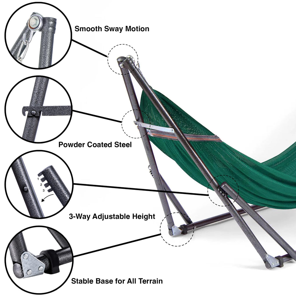 Portable Folding Hammock with Adjustable Steel Stand and Carry Case