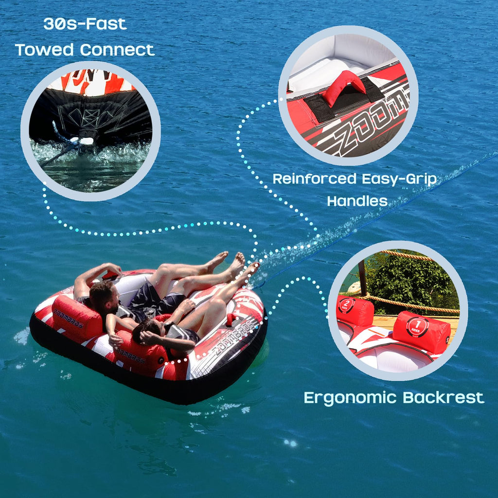 2 Person Towable Tube with Secure Cockpit Seating for Boating