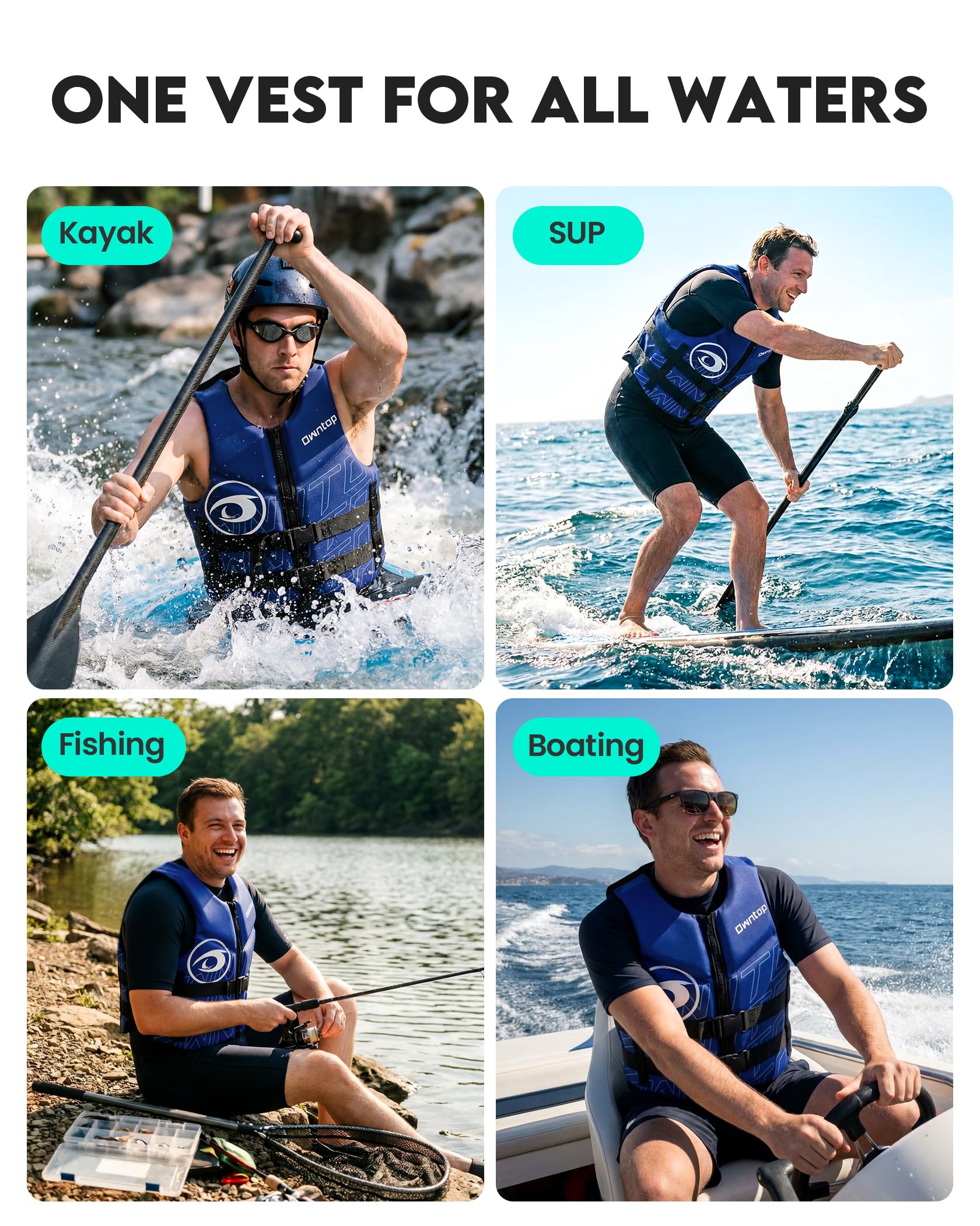 Adult Neoprene Swim Vest for Kayaking Boating and Fishing