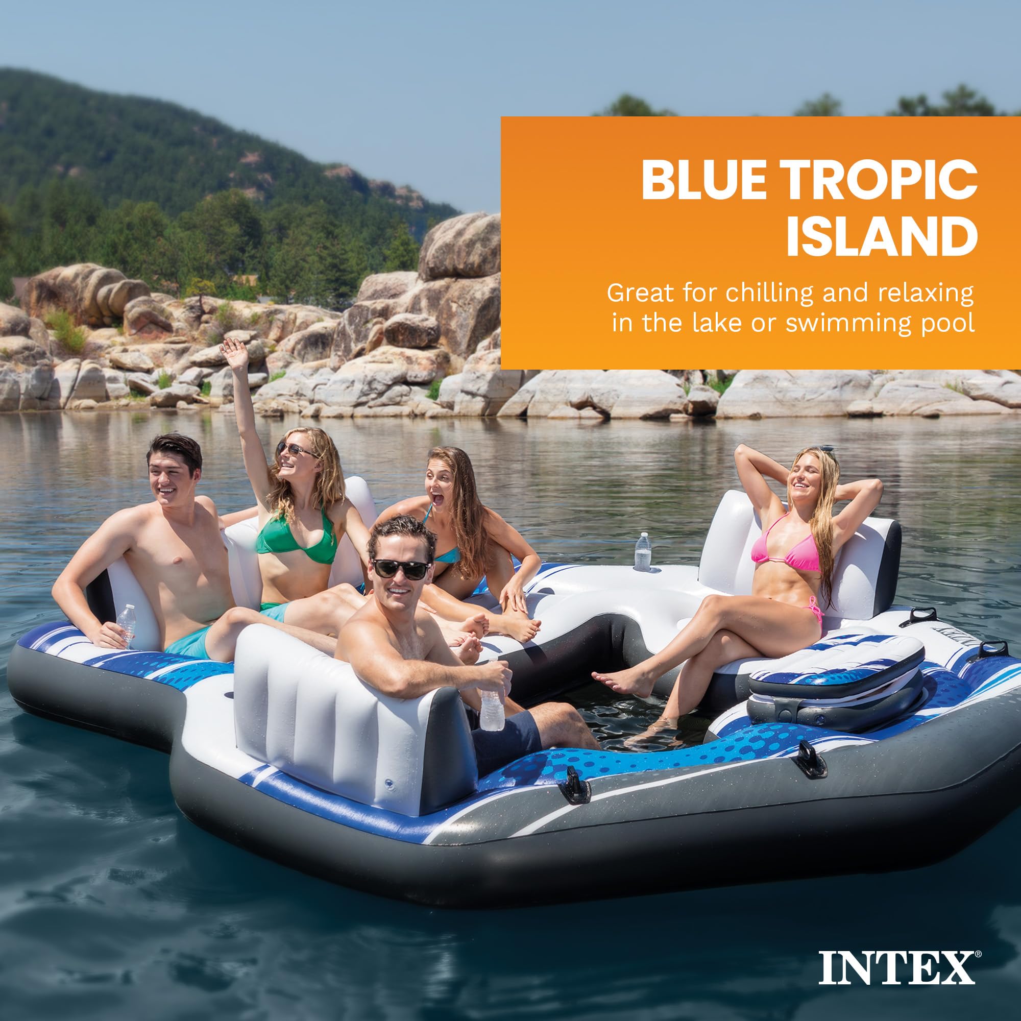5 Person Inflatable Floating Pool Island Raft for Adults