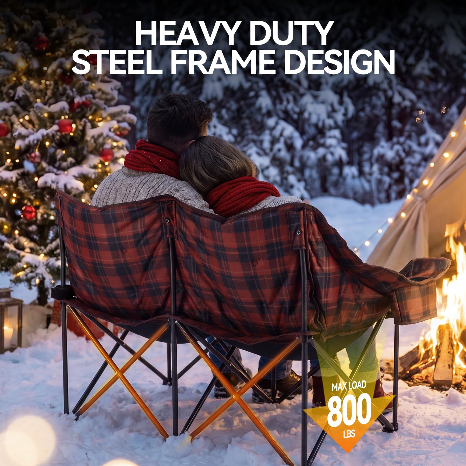 Double Camping Loveseat Chair for Two Adults Heavy Duty