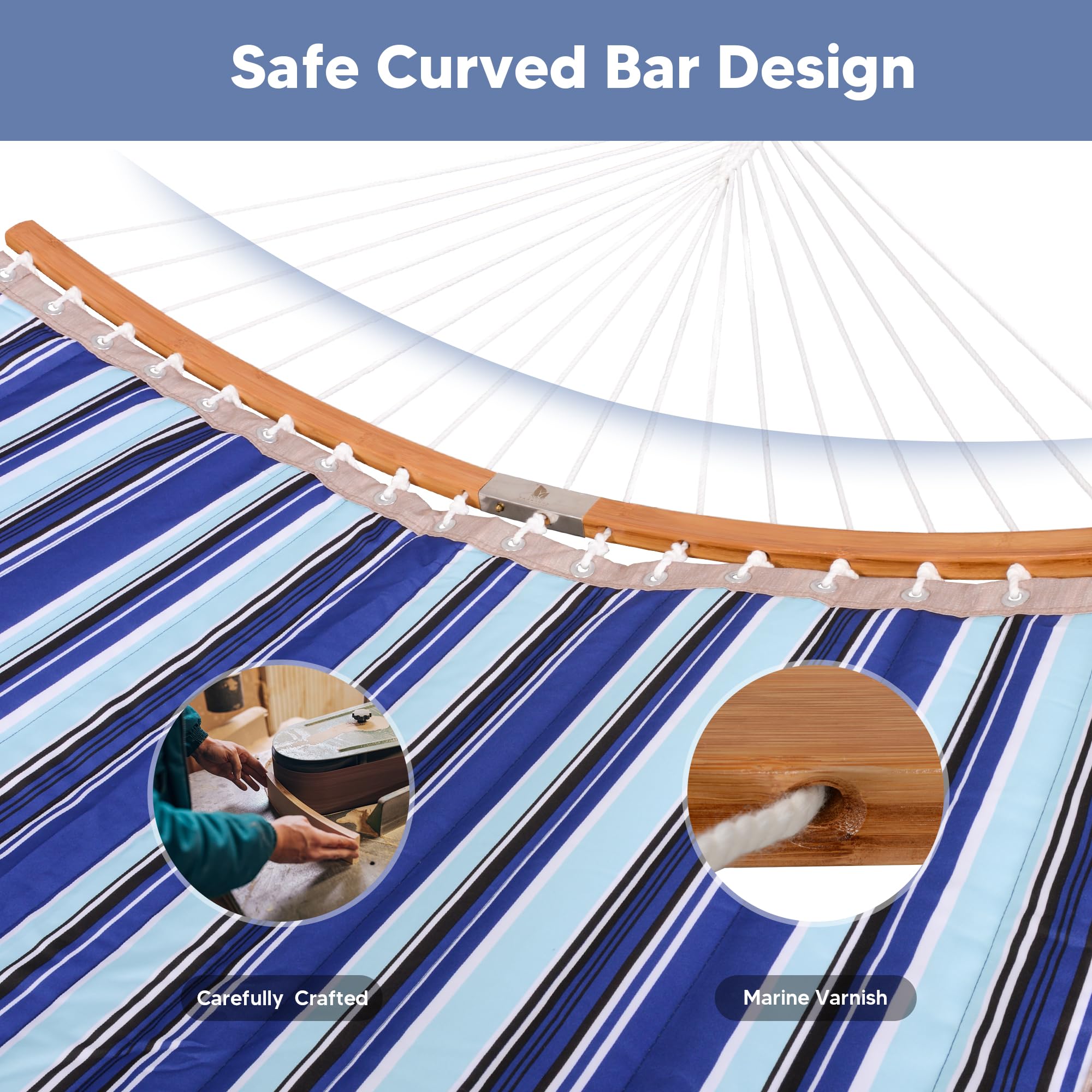 Double Quilted Outdoor Hammock with Stand and Pillow
