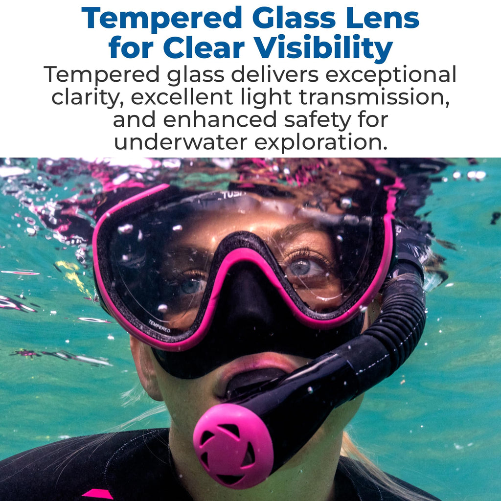 Adult Serene Mask Dry Snorkel Combo with Reusable Travel Bag
