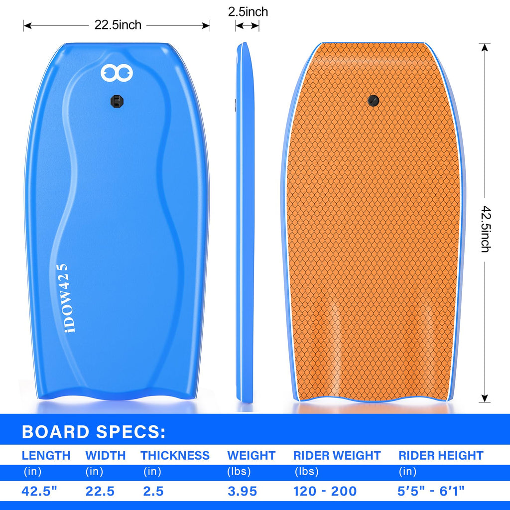 42 Inch Lightweight Bodyboard for Adults Surfing Beach and Pool