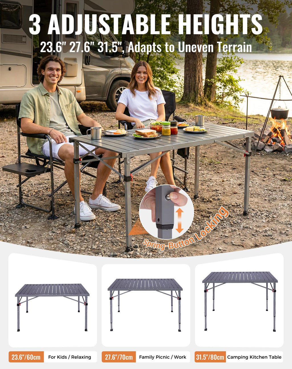Lightweight Aluminum Folding Camping Table for Outdoor Use