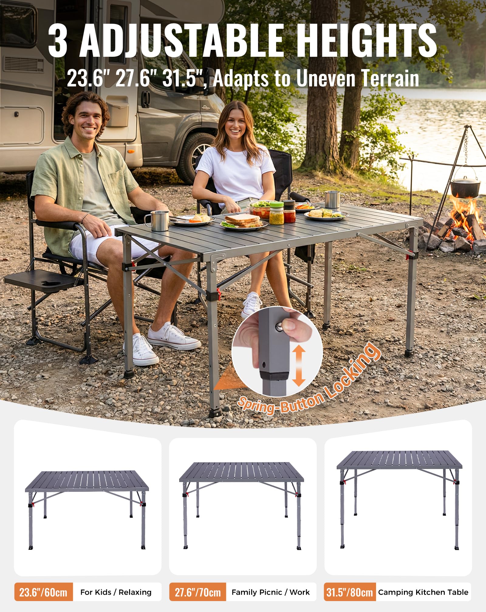 Lightweight Aluminum Folding Camping Table for Outdoor Use