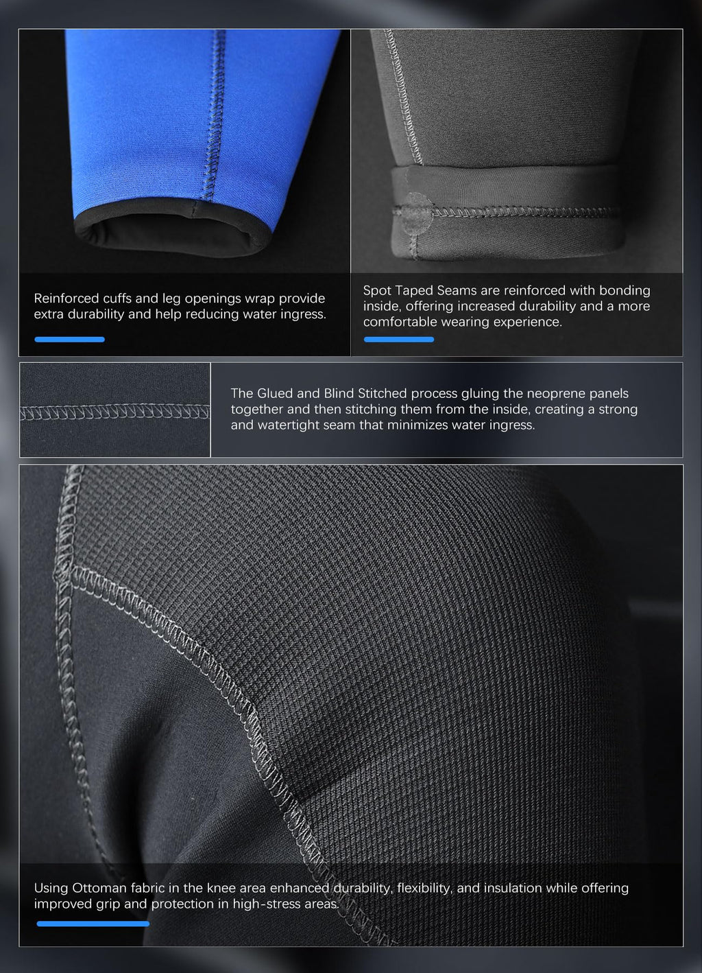 Mens Neoprene Full Wetsuit for Cold Water Diving and Surfing