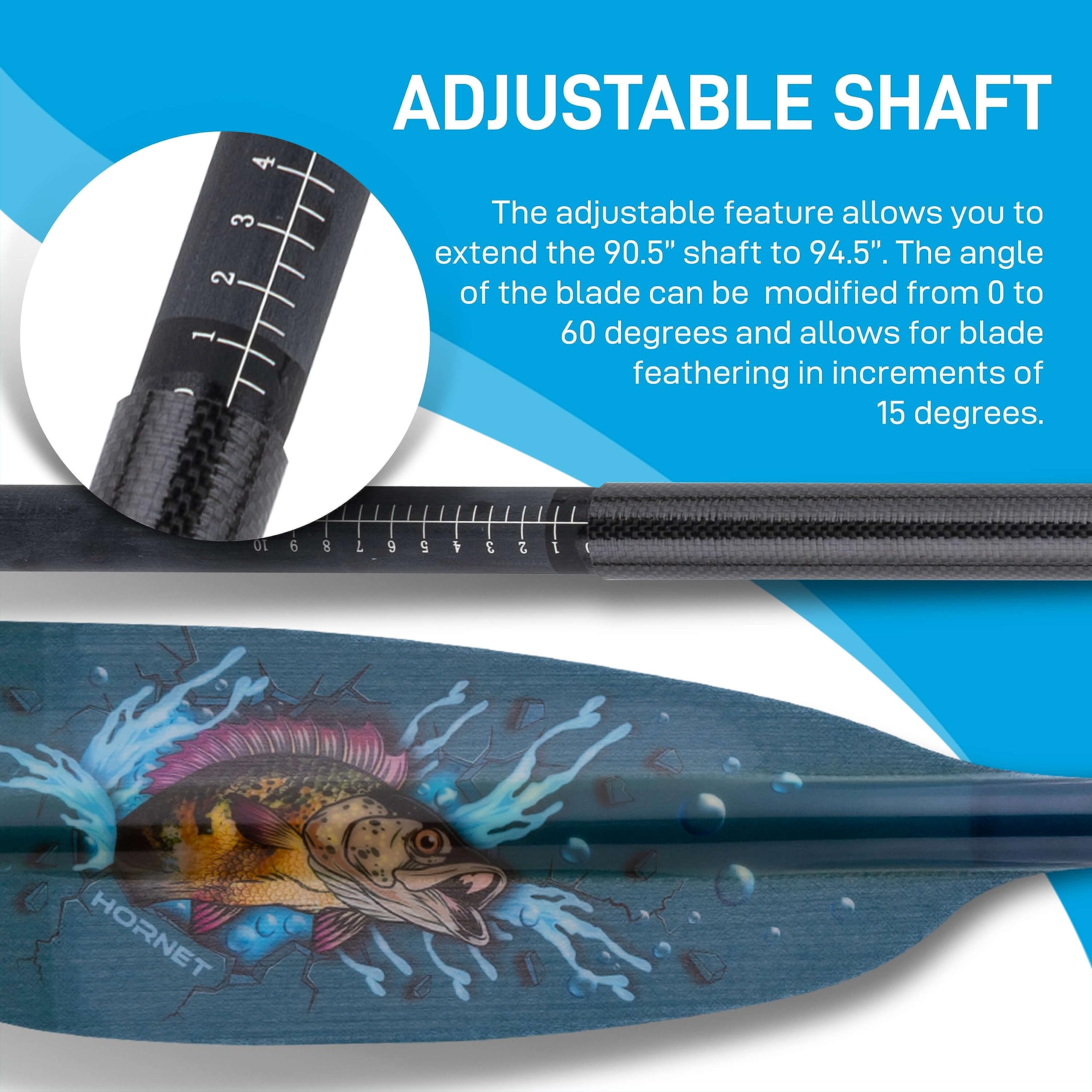 Adjustable Fiberglass Kayak Paddle with Carbon Fiber Shaft