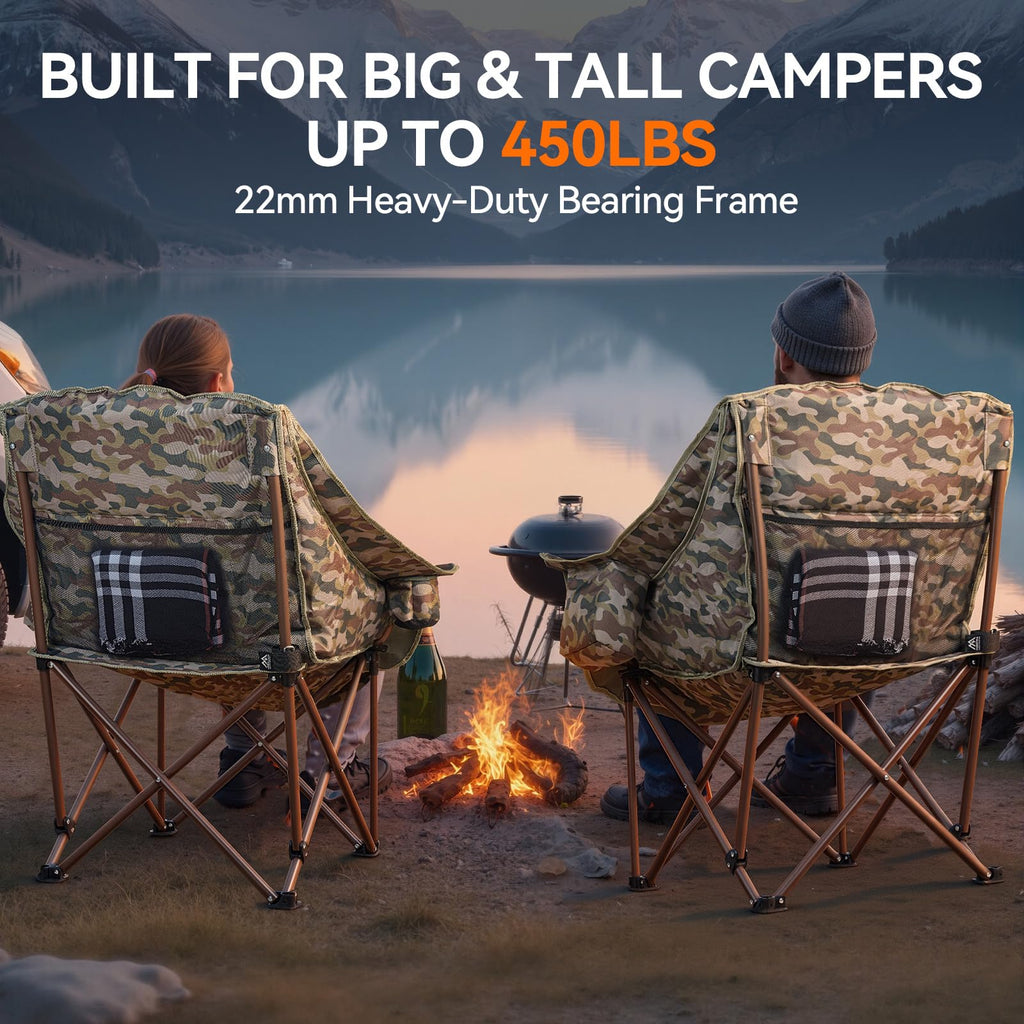 Portable Folding Camping Chairs 2 Pack for Outdoor Use