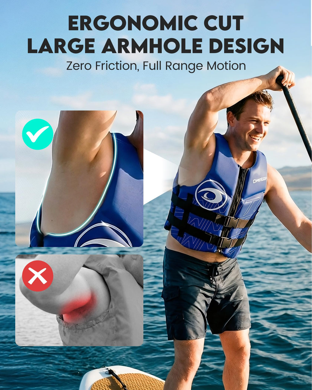 Adult Neoprene Swim Vest for Kayaking Boating and Fishing