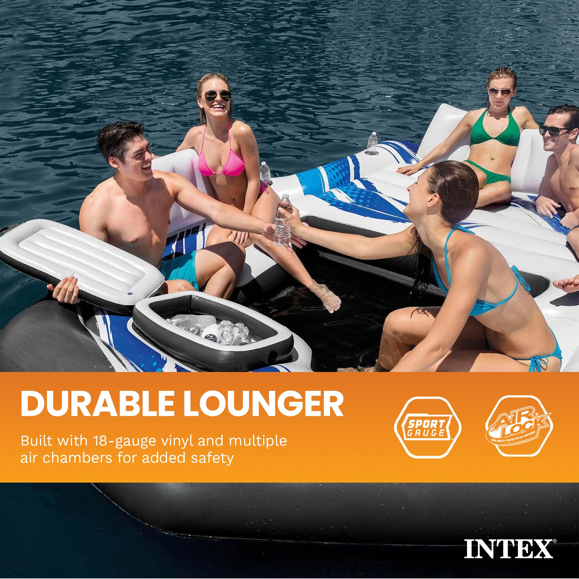 5 Person Inflatable Floating Pool Island Raft for Adults