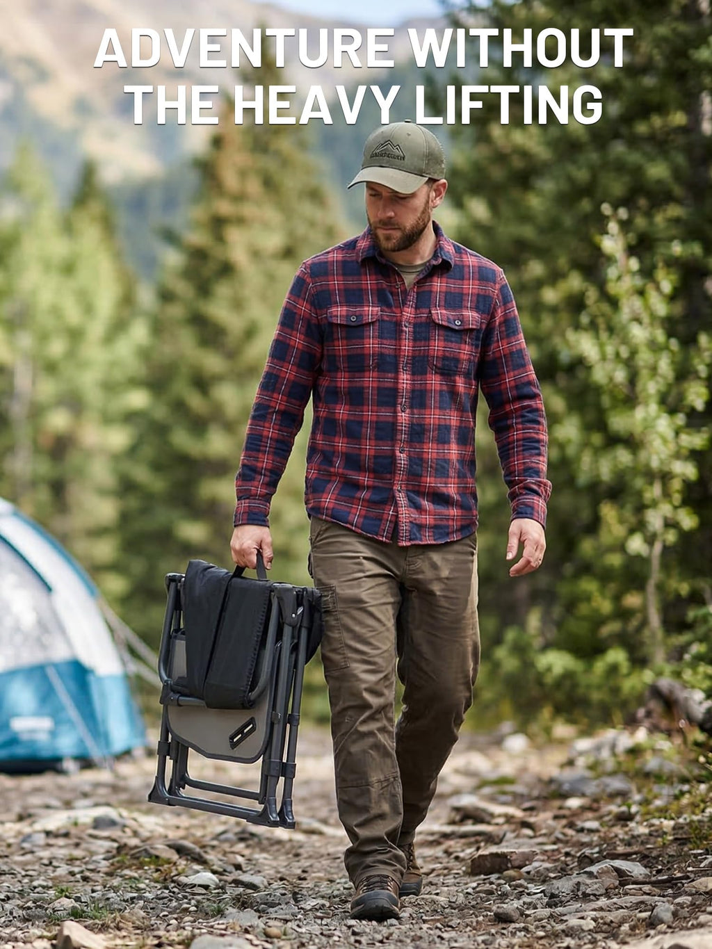 Heavy Duty Portable Camping Chair with Side Table and Pocket