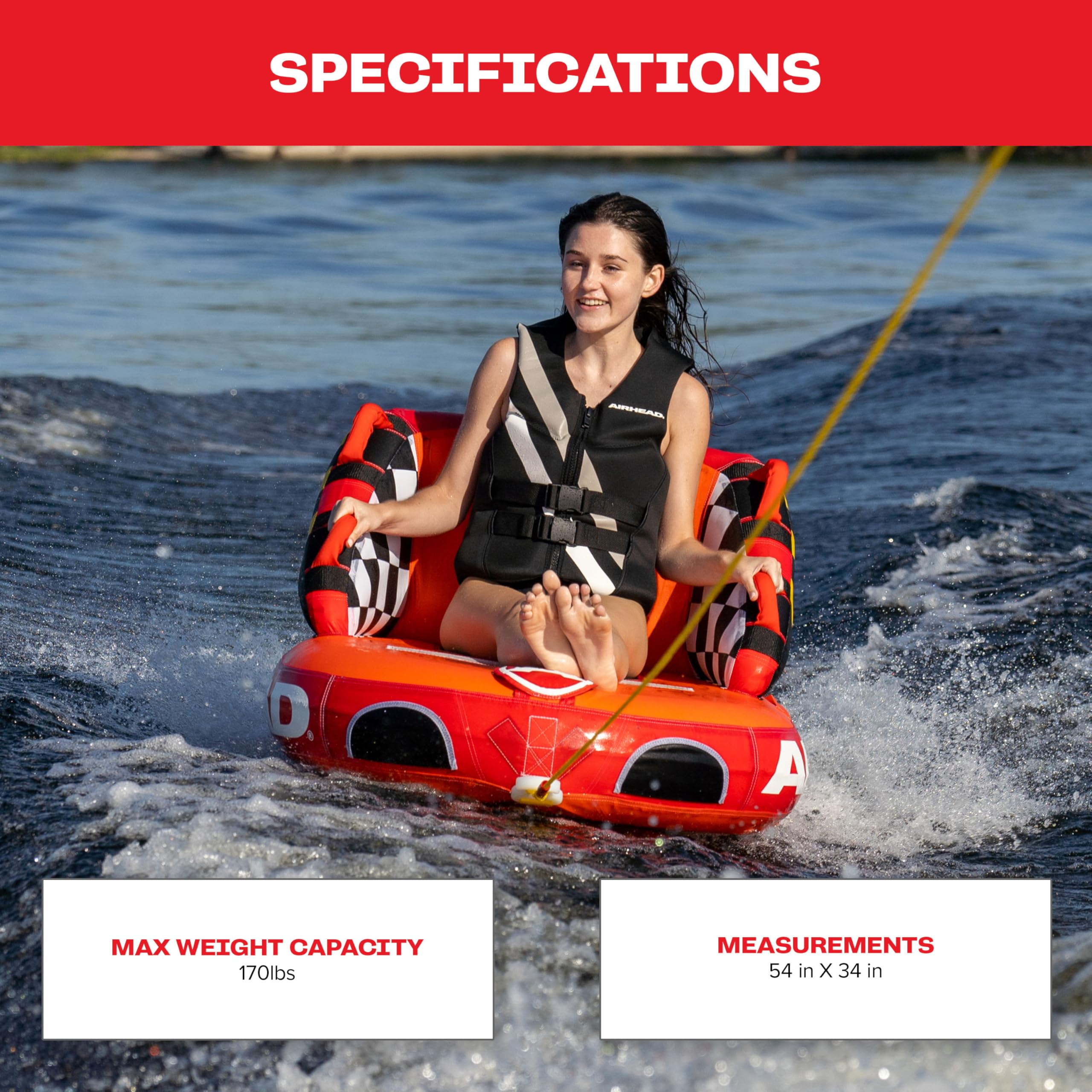 1 to 4 Person Inflatable Towable Tube for Boating