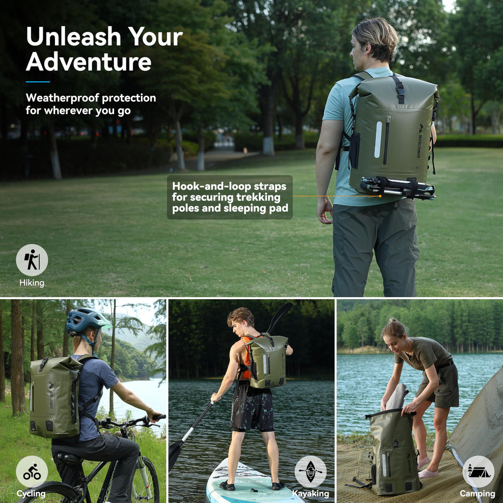 Waterproof Roll Top Floating Backpack with Cushioned Back