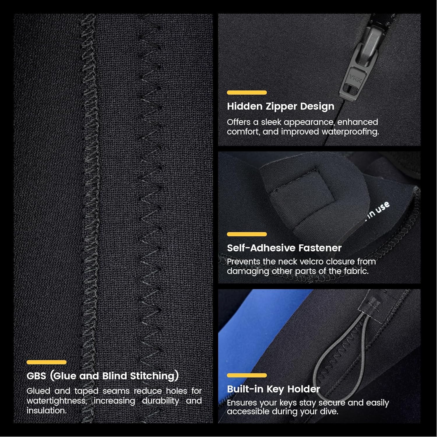 Mens 5mm Neoprene Wetsuit for Diving Surfing and Swimming